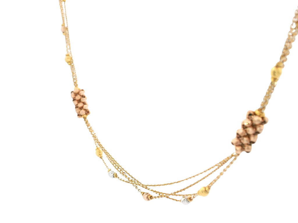 22K Tri-Color Gold Chain – Yellow, White &amp; Rose Gold