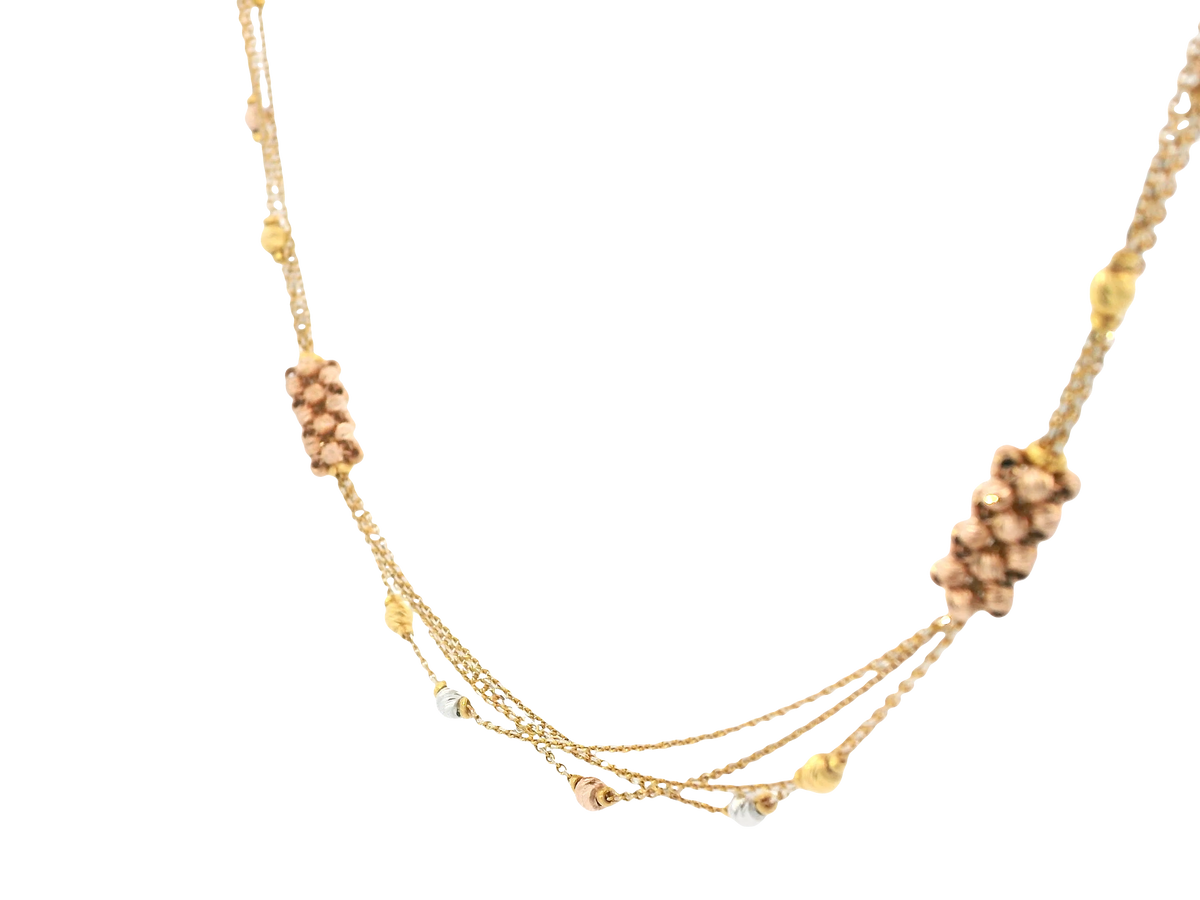 22K Tri-Color Gold Chain – Yellow, White &amp; Rose Gold