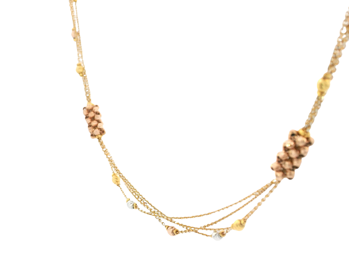 22K Tri-Color Gold Chain – Yellow, White &amp; Rose Gold