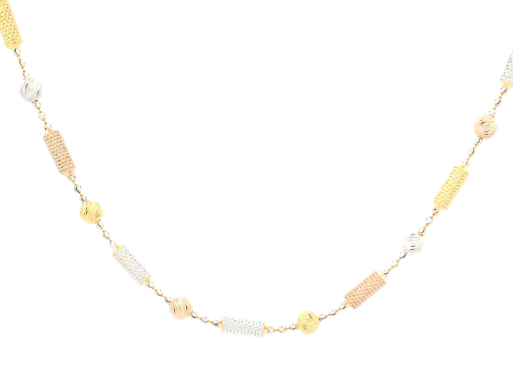 22K Tri-Color Gold Chain – Yellow, White &amp; Rose Gold  with Lobster Lock