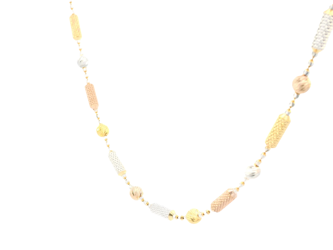 22K Tri-Color Gold Chain – Yellow, White &amp; Rose Gold  with Lobster Lock