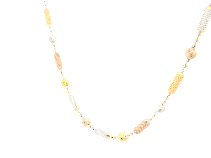 22K Tri-Color Gold Chain – Yellow, White &amp; Rose Gold  with Lobster Lock