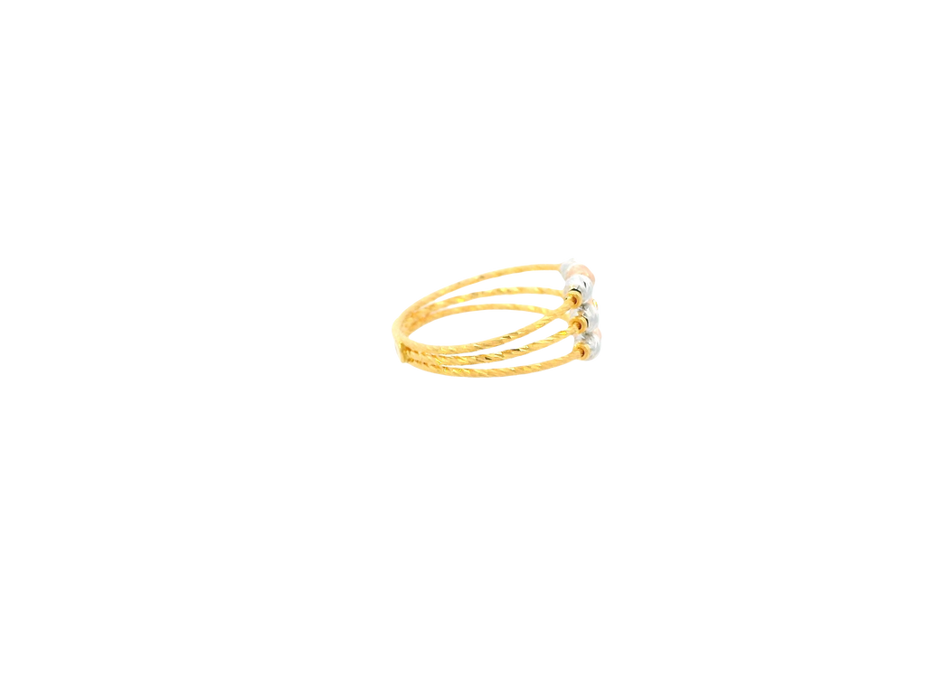 22K Tri-Color Gold Ring – Yellow, White &amp; Rose Gold