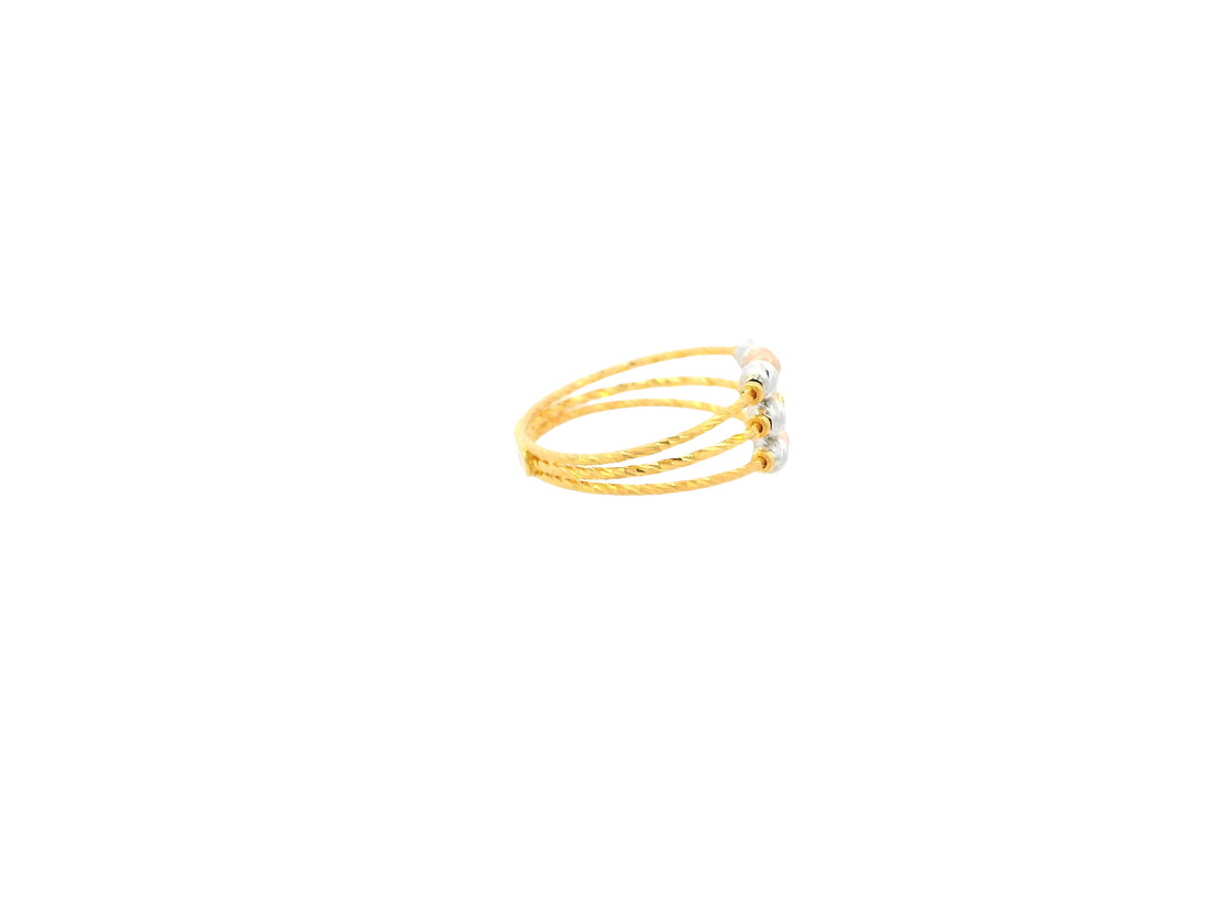 22K Tri-Color Gold Ring – Yellow, White &amp; Rose Gold