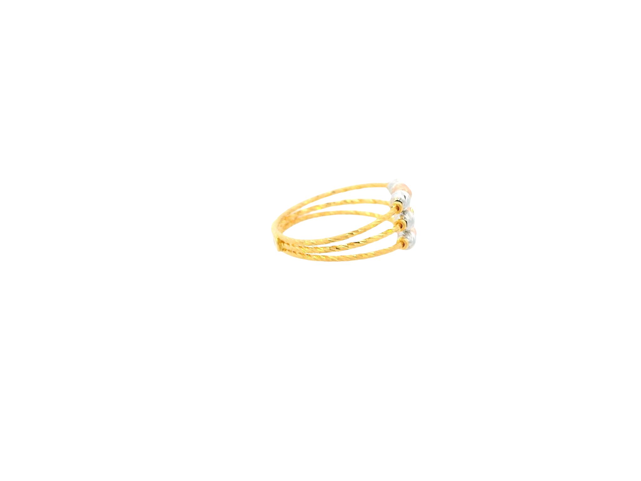 22K Tri-Color Gold Ring – Yellow, White &amp; Rose Gold