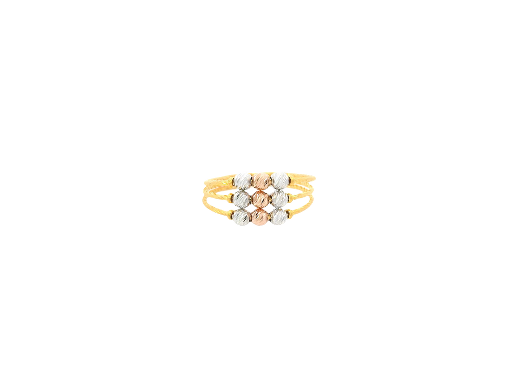 22K Tri-Color Gold Ring – Yellow, White &amp; Rose Gold