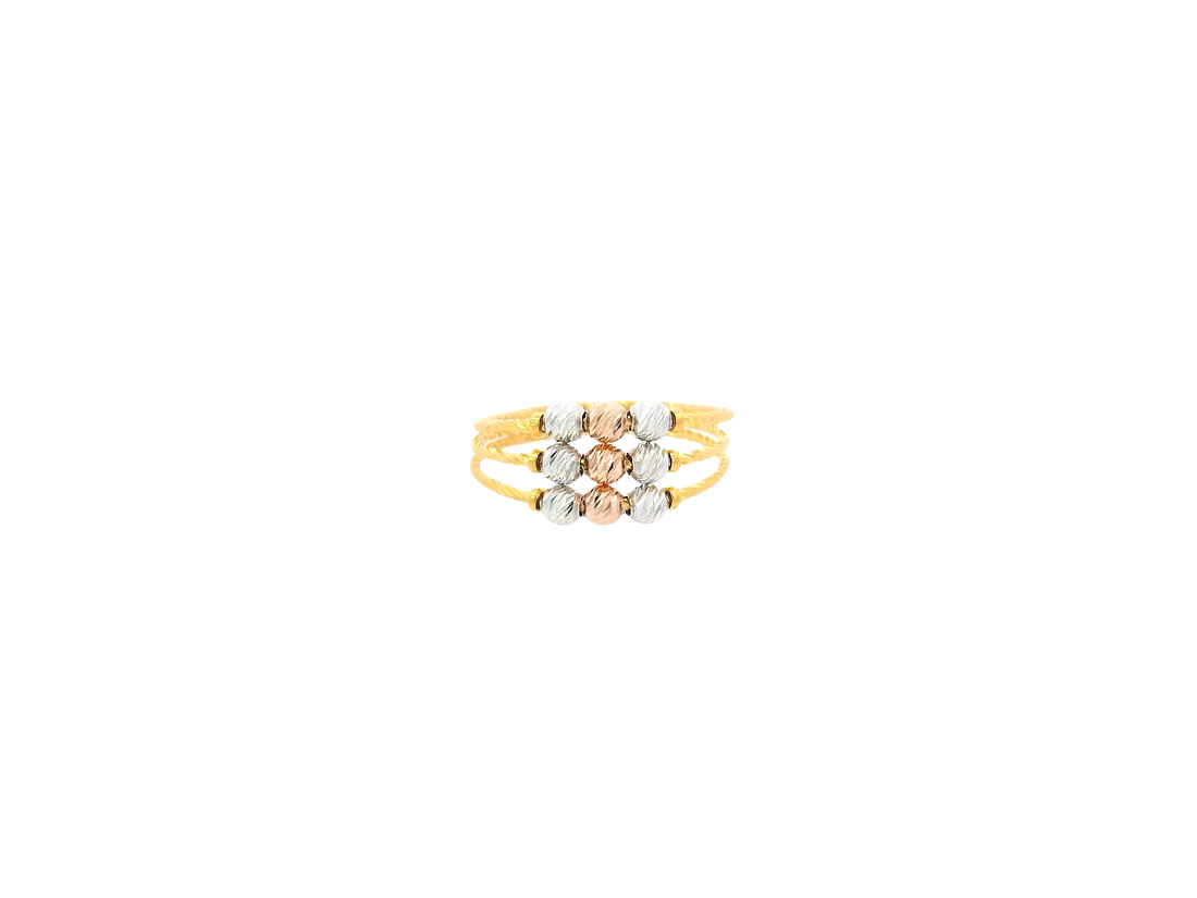 22K Tri-Color Gold Ring – Yellow, White &amp; Rose Gold