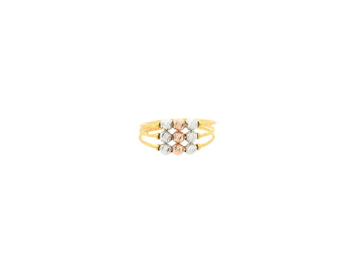 22K Tri-Color Gold Ring – Yellow, White &amp; Rose Gold