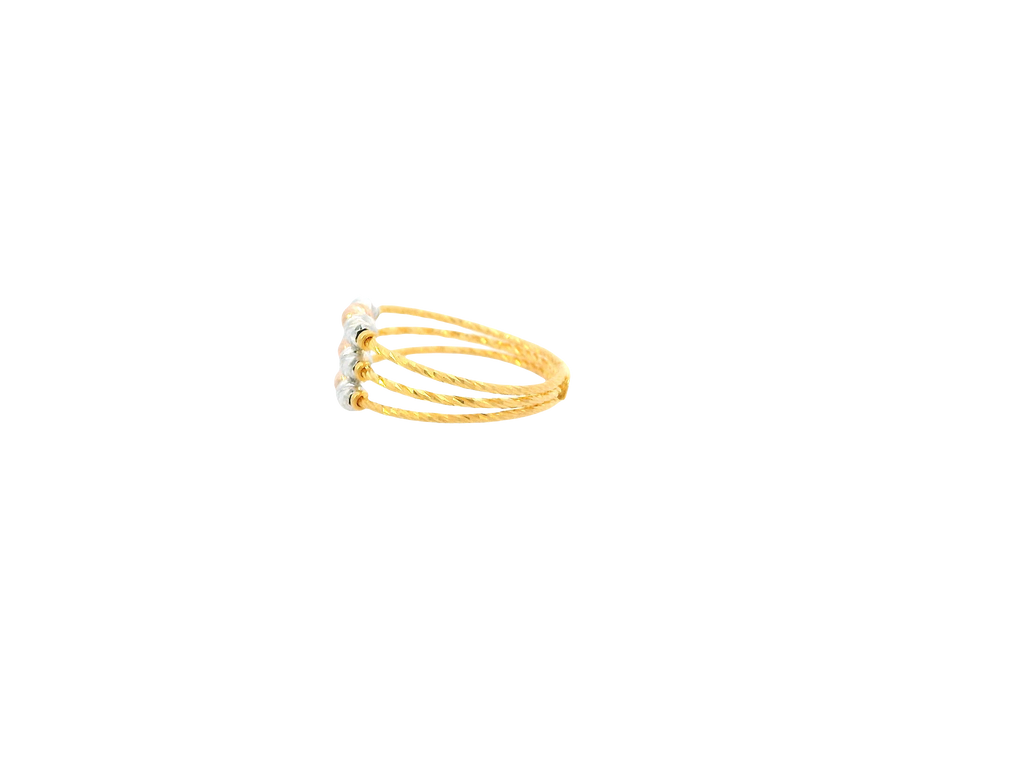 22K Tri-Color Gold Ring – Yellow, White &amp; Rose Gold