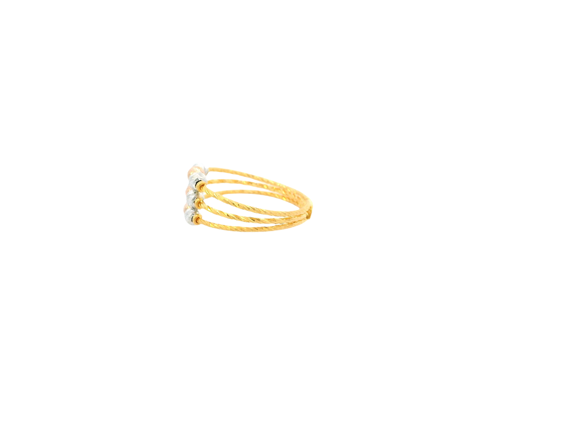 22K Tri-Color Gold Ring – Yellow, White &amp; Rose Gold