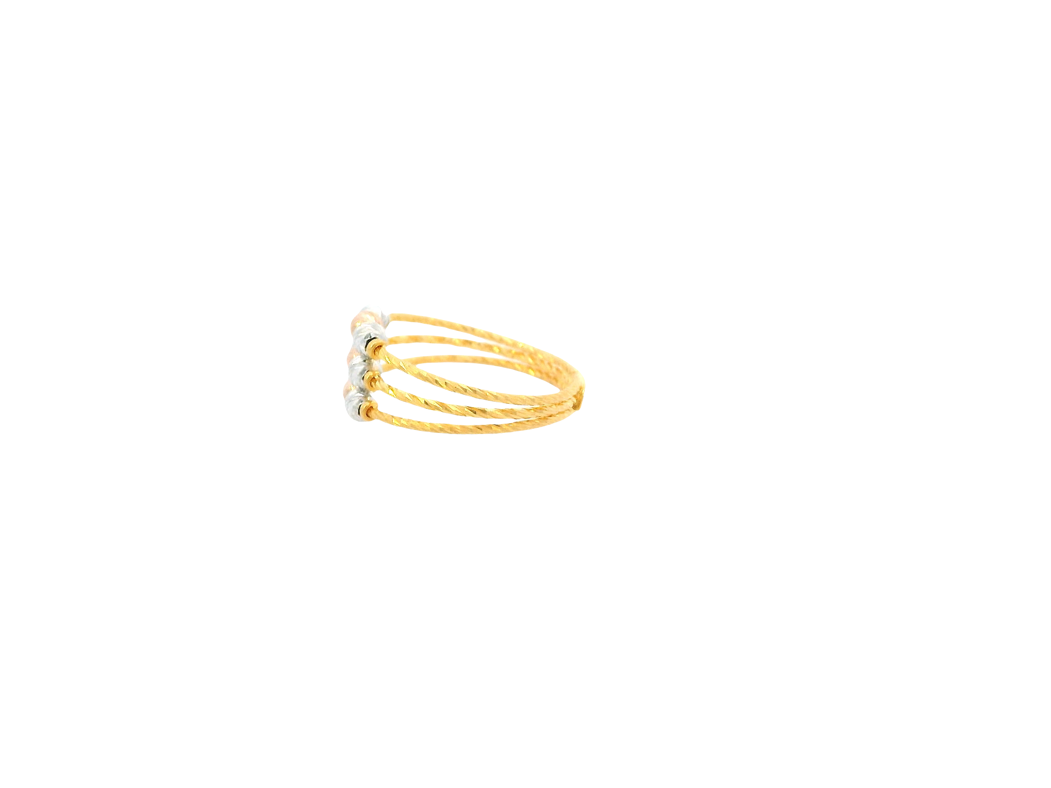 22K Tri-Color Gold Ring – Yellow, White &amp; Rose Gold