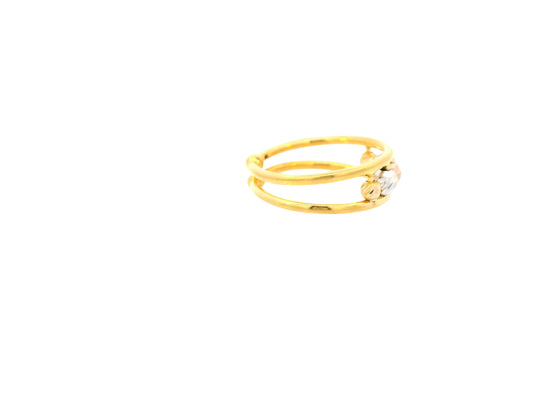 22K Tri-Color Gold Ring – Yellow, White &amp; Rose Gold