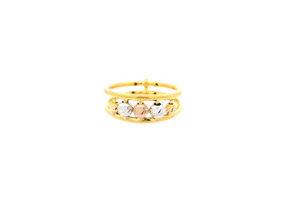22K Tri-Color Gold Ring – Yellow, White &amp; Rose Gold