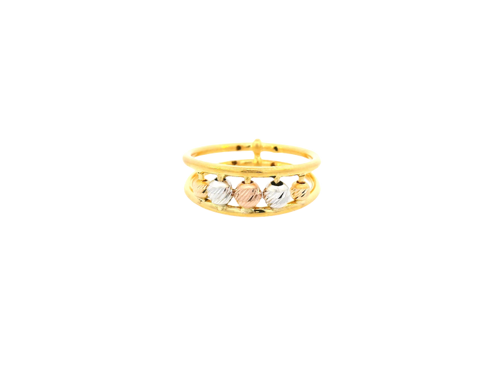22K Tri-Color Gold Ring – Yellow, White &amp; Rose Gold