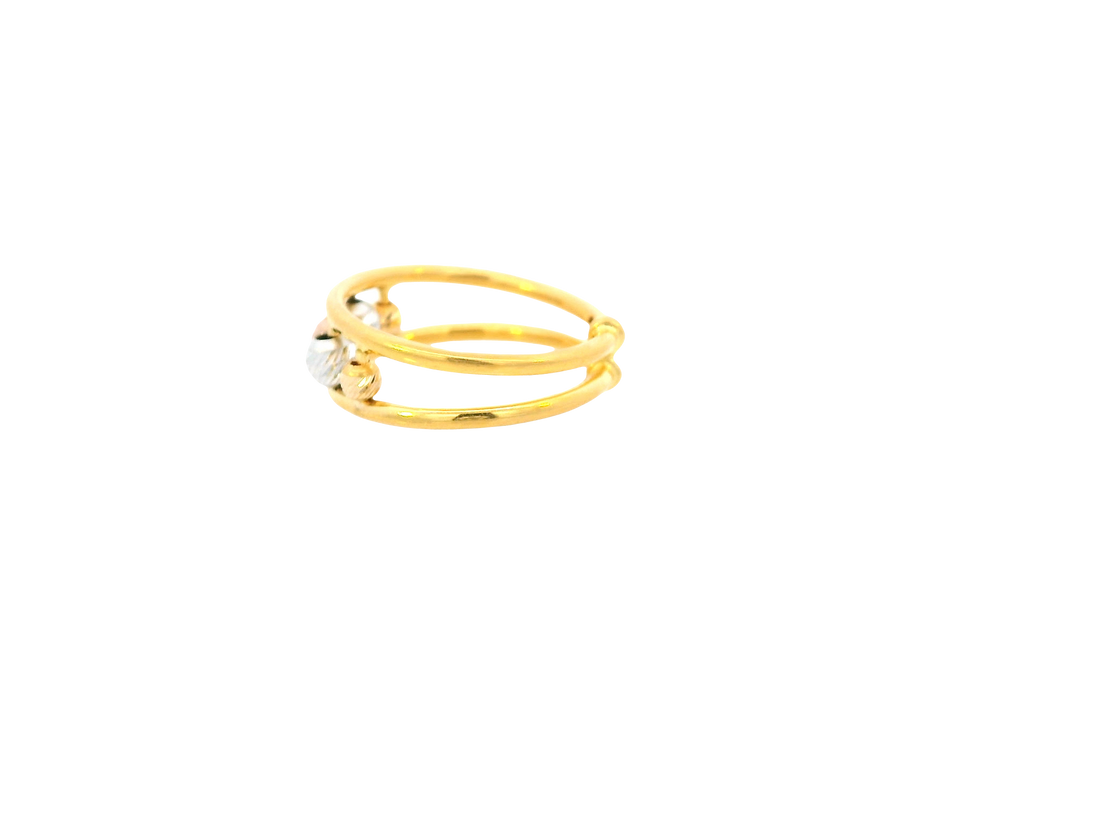 22K Tri-Color Gold Ring – Yellow, White &amp; Rose Gold