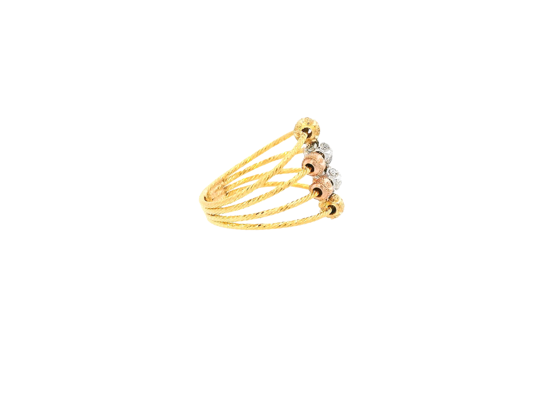 22K Tri-Color Gold Ring – Yellow, White &amp; Rose Gold