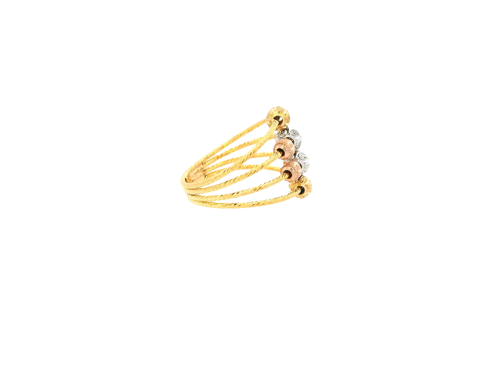 22K Tri-Color Gold Ring – Yellow, White &amp; Rose Gold