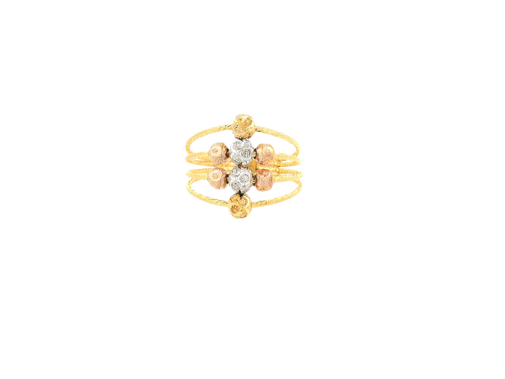 22K Tri-Color Gold Ring – Yellow, White &amp; Rose Gold