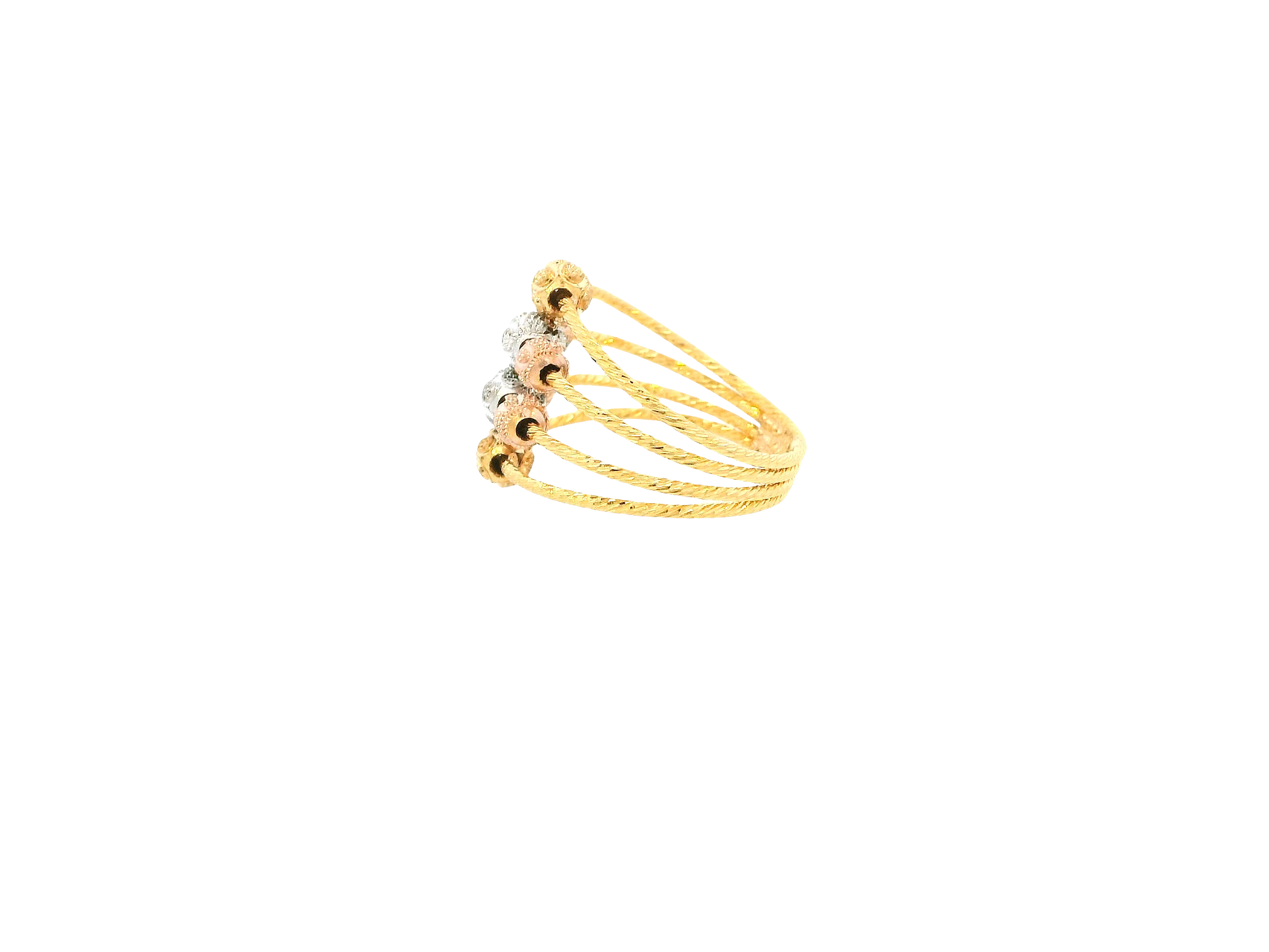 22K Tri-Color Gold Ring – Yellow, White &amp; Rose Gold