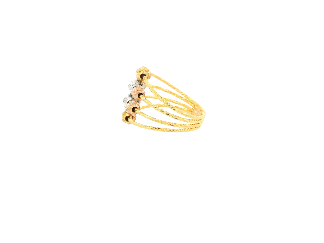 22K Tri-Color Gold Ring – Yellow, White &amp; Rose Gold