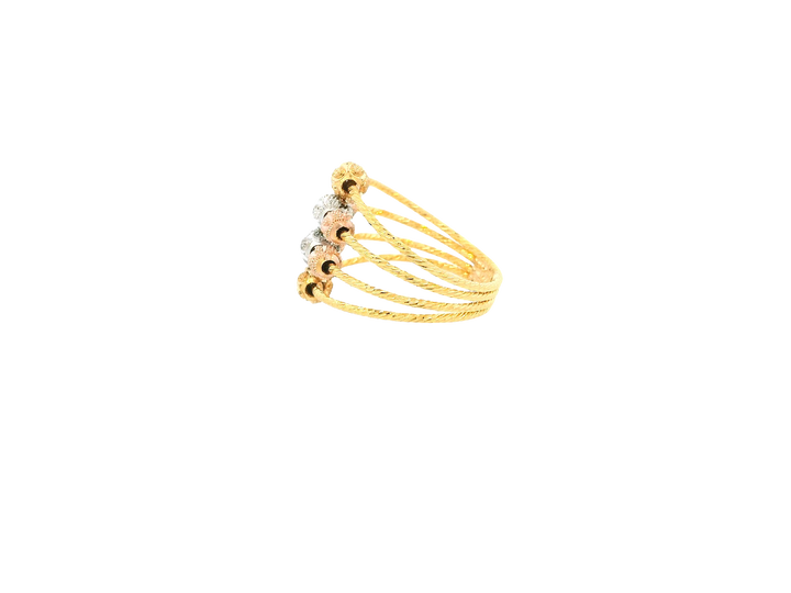 22K Tri-Color Gold Ring – Yellow, White &amp; Rose Gold