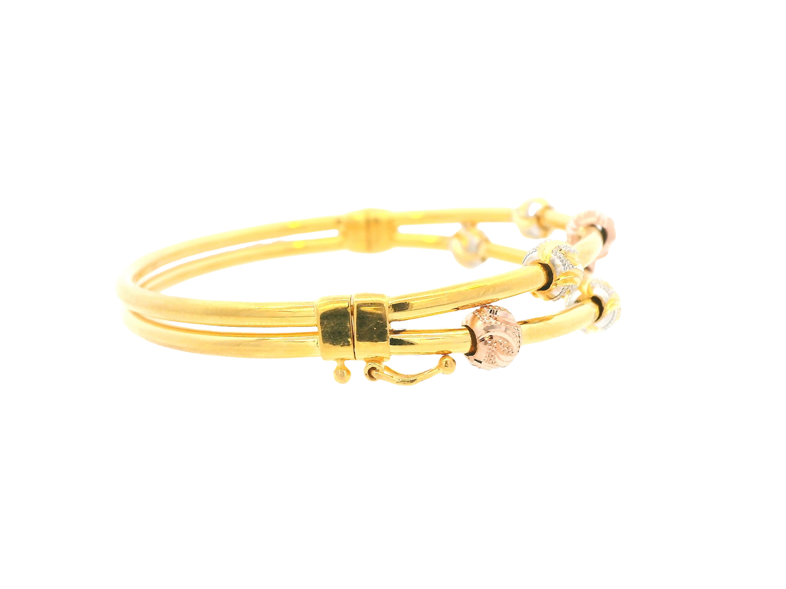 22K Tri-Color Gold Ladies Bracelet – Yellow, White &amp; Rose Gold