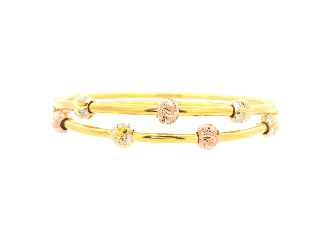 22K Tri-Color Gold Ladies Bracelet – Yellow, White &amp; Rose Gold