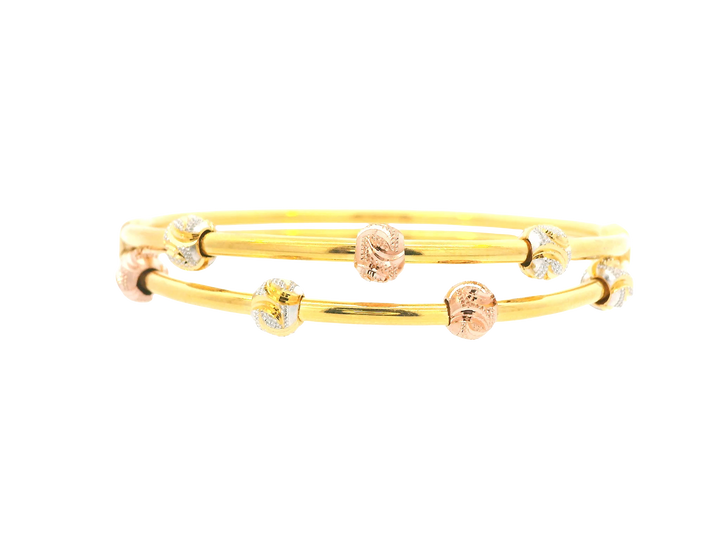 22K Tri-Color Gold Ladies Bracelet – Yellow, White &amp; Rose Gold