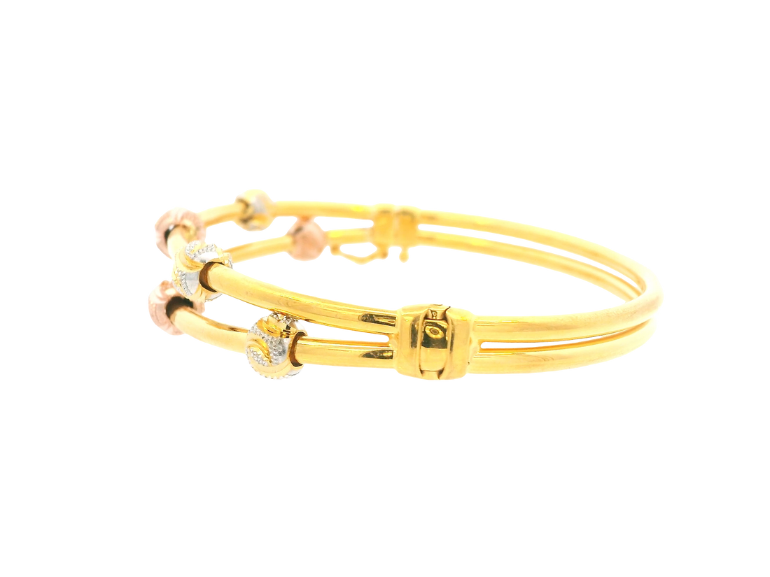 22K Tri-Color Gold Ladies Bracelet – Yellow, White &amp; Rose Gold
