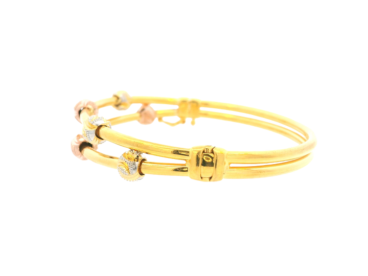 22K Tri-Color Gold Ladies Bracelet – Yellow, White &amp; Rose Gold
