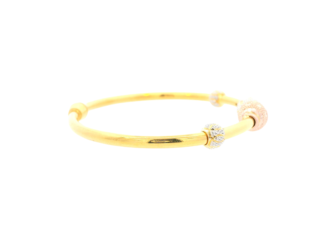 22K Tri-Color Gold Ladies Bracelet – Yellow, White &amp; Rose Gold