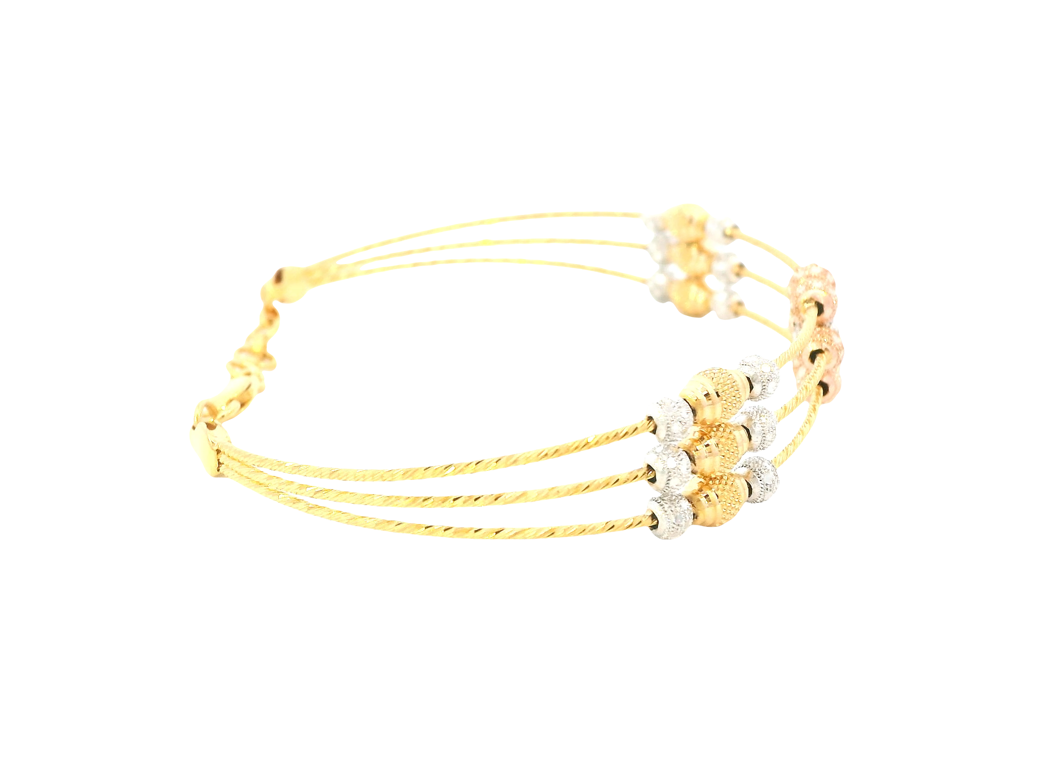 22K Tri-Color Gold Bracelet – Yellow, White &amp; Rose Gold