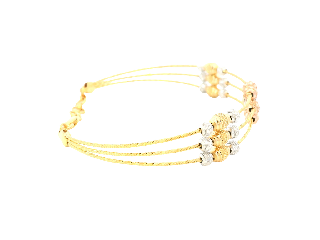 22K Tri-Color Gold Bracelet – Yellow, White &amp; Rose Gold