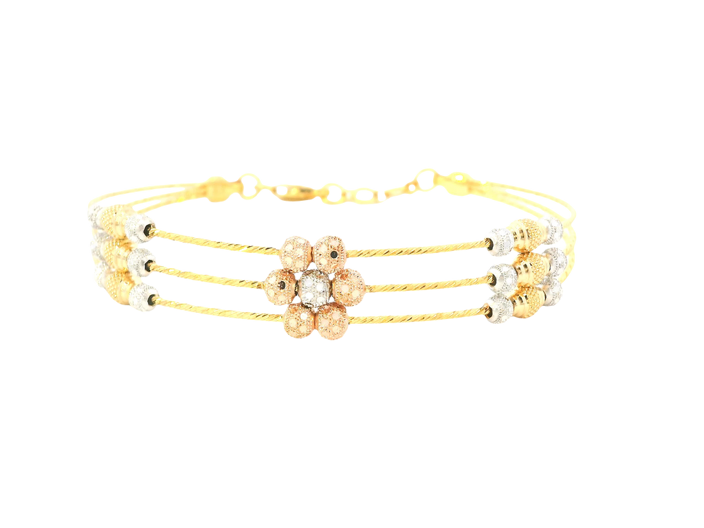 22K Tri-Color Gold Bracelet – Yellow, White &amp; Rose Gold