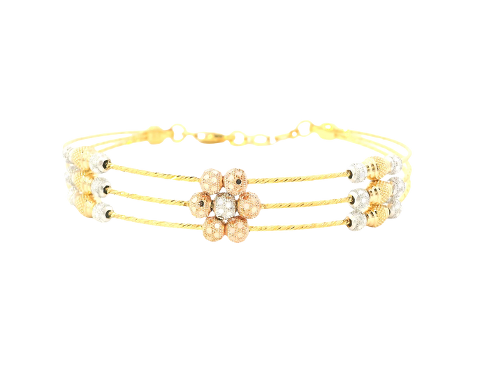 22K Tri-Color Gold Bracelet – Yellow, White &amp; Rose Gold
