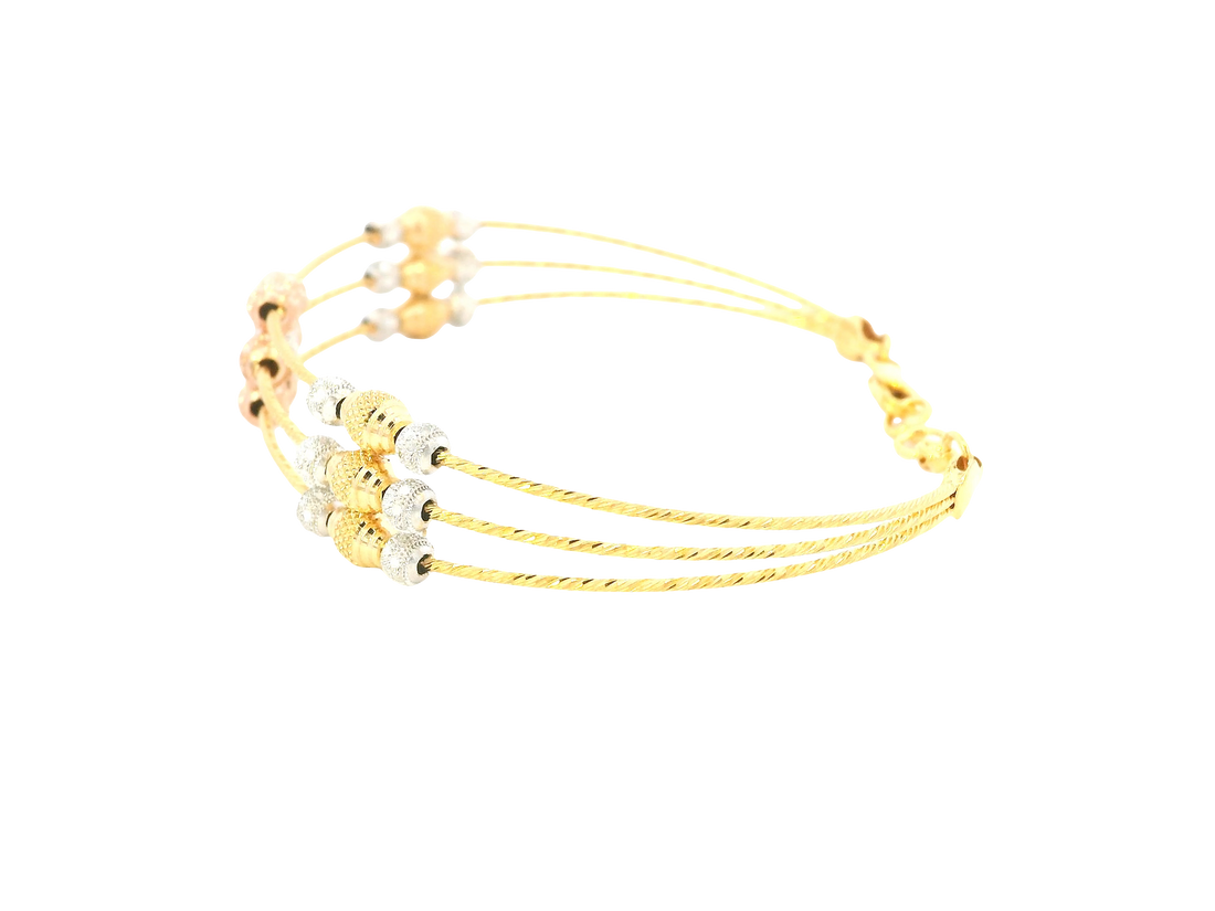22K Tri-Color Gold Bracelet – Yellow, White &amp; Rose Gold