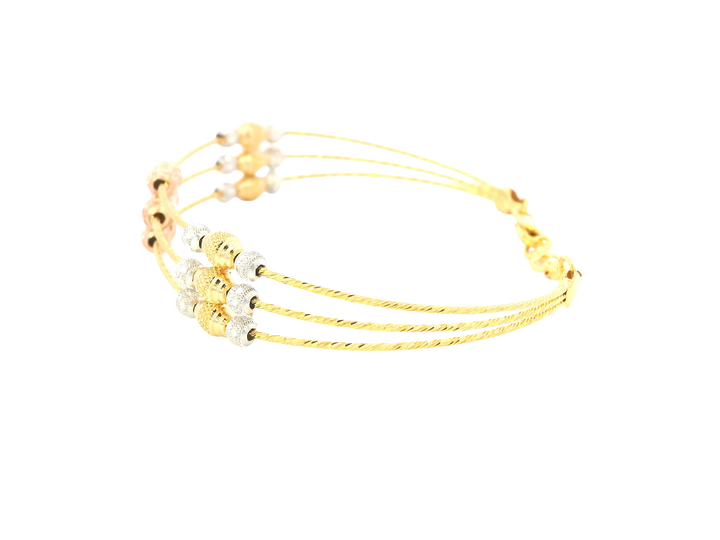 22K Tri-Color Gold Bracelet – Yellow, White &amp; Rose Gold