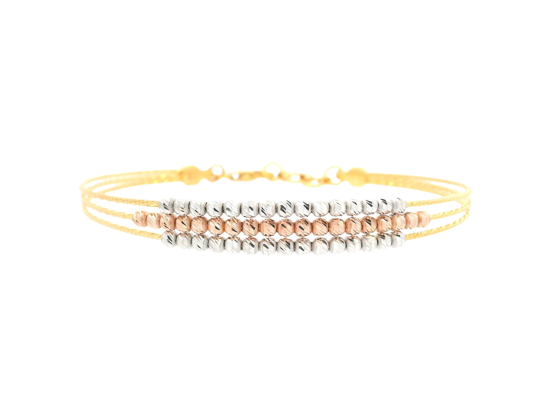22K Tri-Color Gold Ladies Bracelet – Yellow, White &amp; Rose Gold