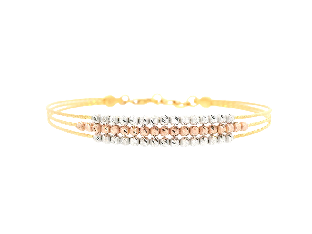 22K Tri-Color Gold Ladies Bracelet – Yellow, White &amp; Rose Gold