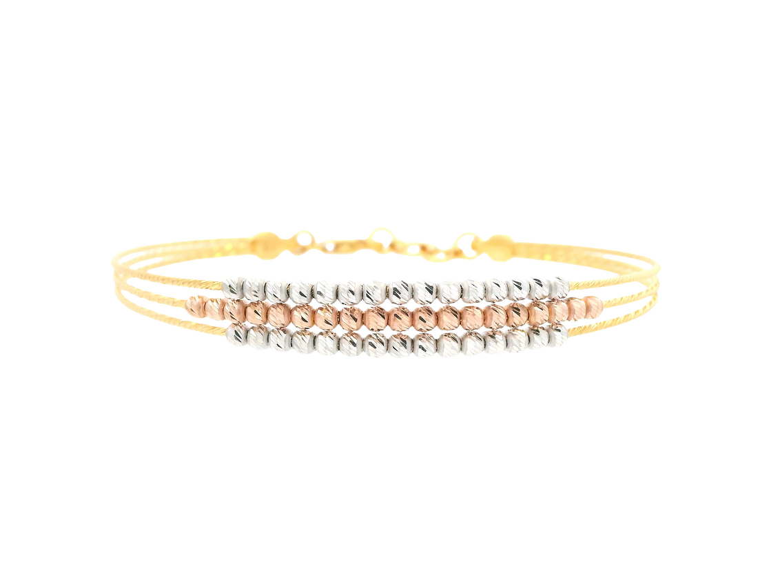 22K Tri-Color Gold Ladies Bracelet – Yellow, White &amp; Rose Gold