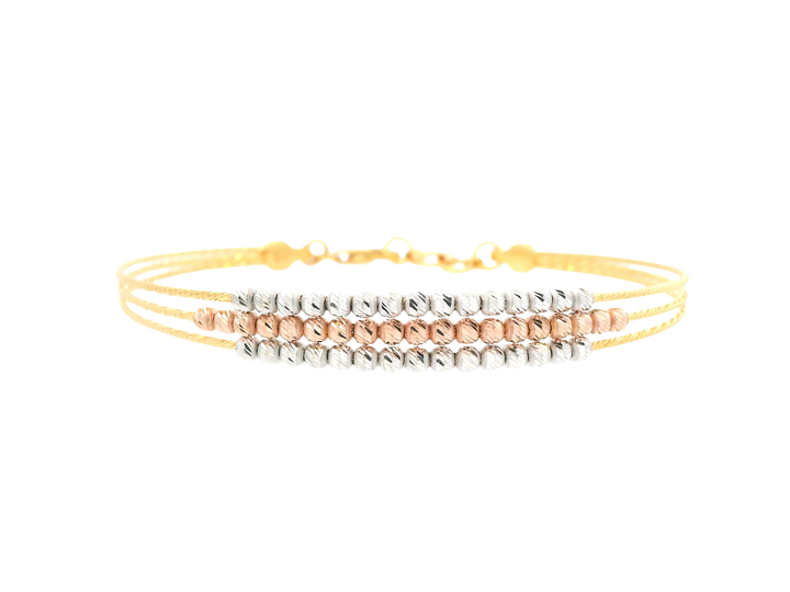22K Tri-Color Gold Ladies Bracelet – Yellow, White &amp; Rose Gold