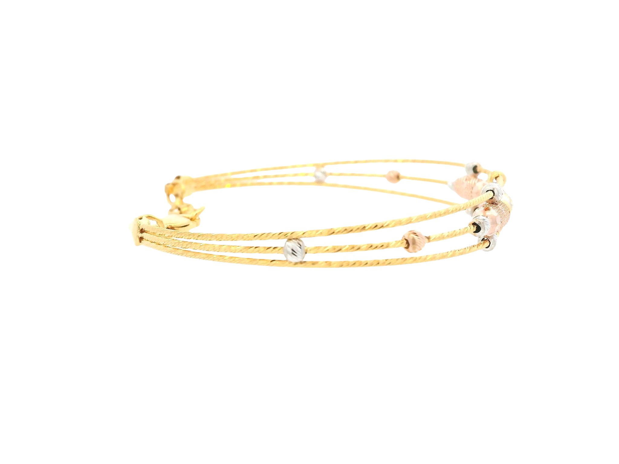 22K Tri-Color Gold Ladies Bracelet – Yellow, White &amp; Rose Gold