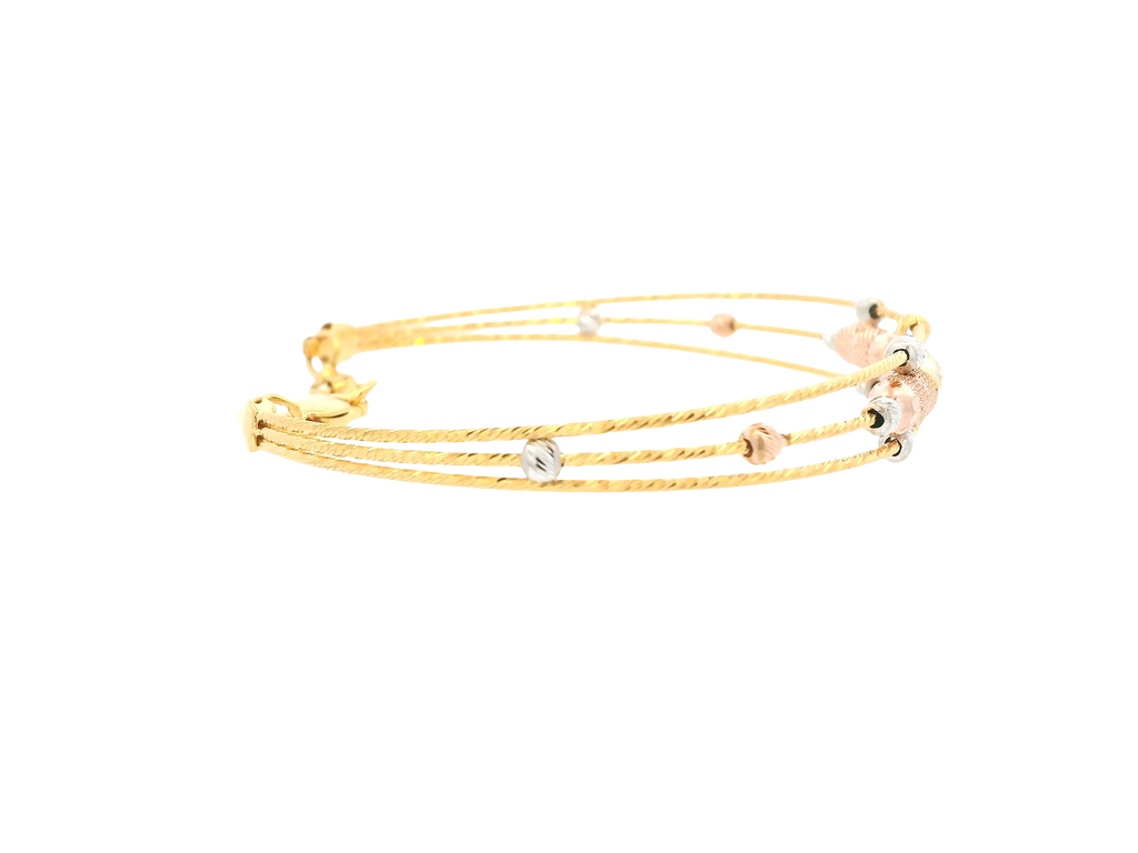 22K Tri-Color Gold Ladies Bracelet – Yellow, White &amp; Rose Gold