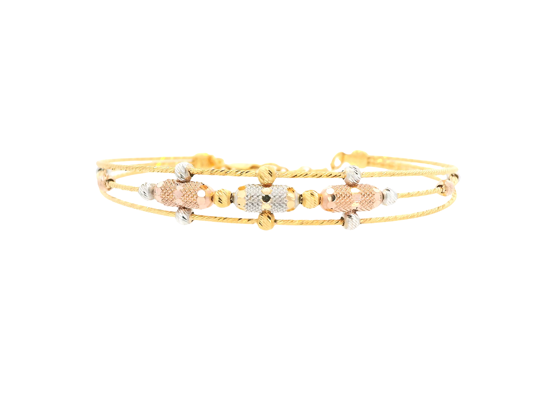 22K Tri-Color Gold Ladies Bracelet – Yellow, White &amp; Rose Gold