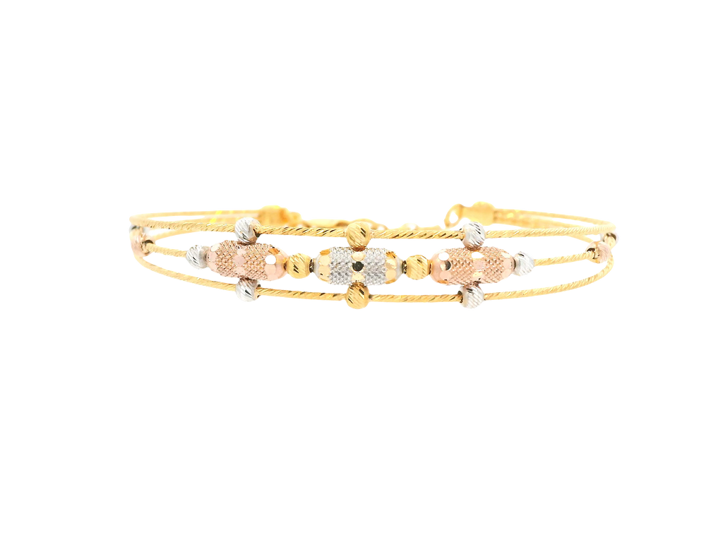 22K Tri-Color Gold Ladies Bracelet – Yellow, White &amp; Rose Gold