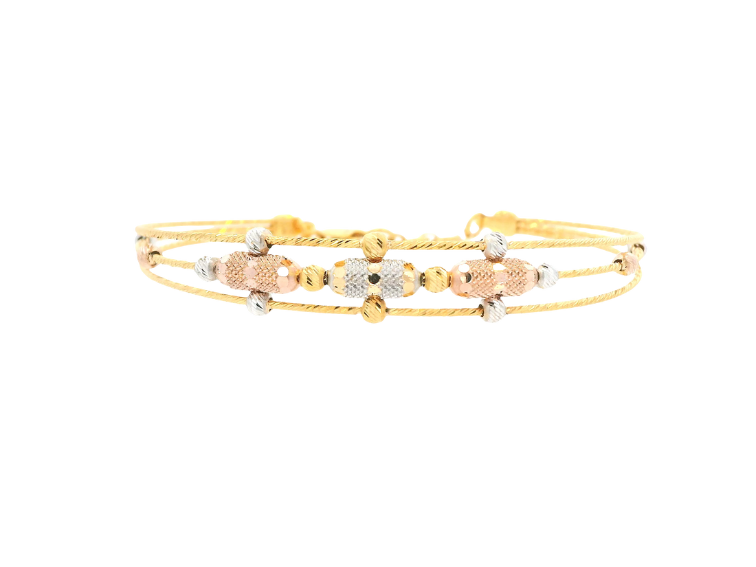 22K Tri-Color Gold Ladies Bracelet – Yellow, White &amp; Rose Gold
