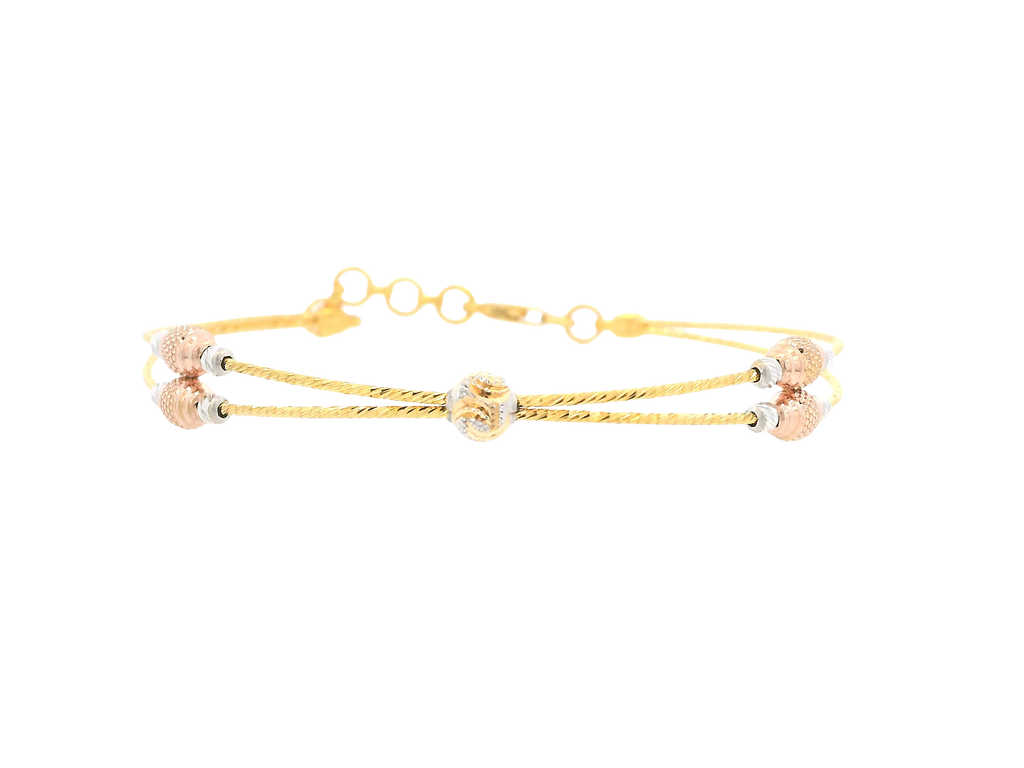 22K Tri-Color Gold Ladies Bracelet – Yellow, White &amp; Rose Gold