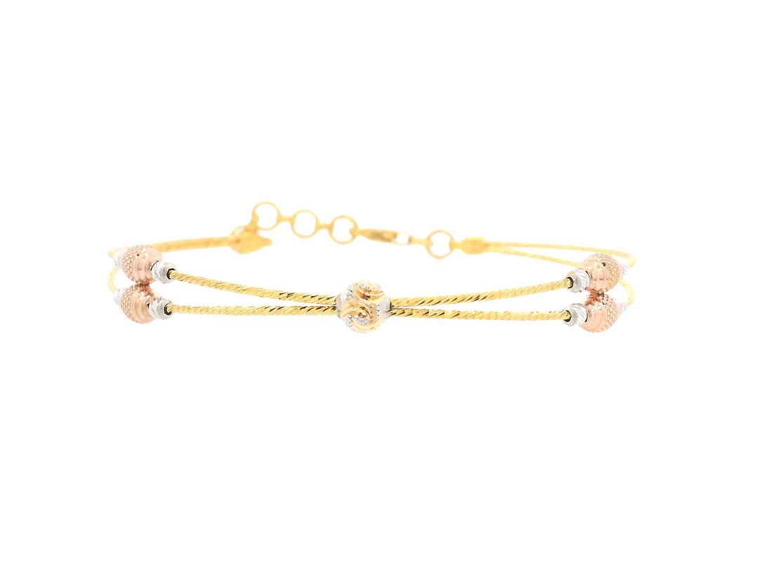 22K Tri-Color Gold Ladies Bracelet – Yellow, White &amp; Rose Gold