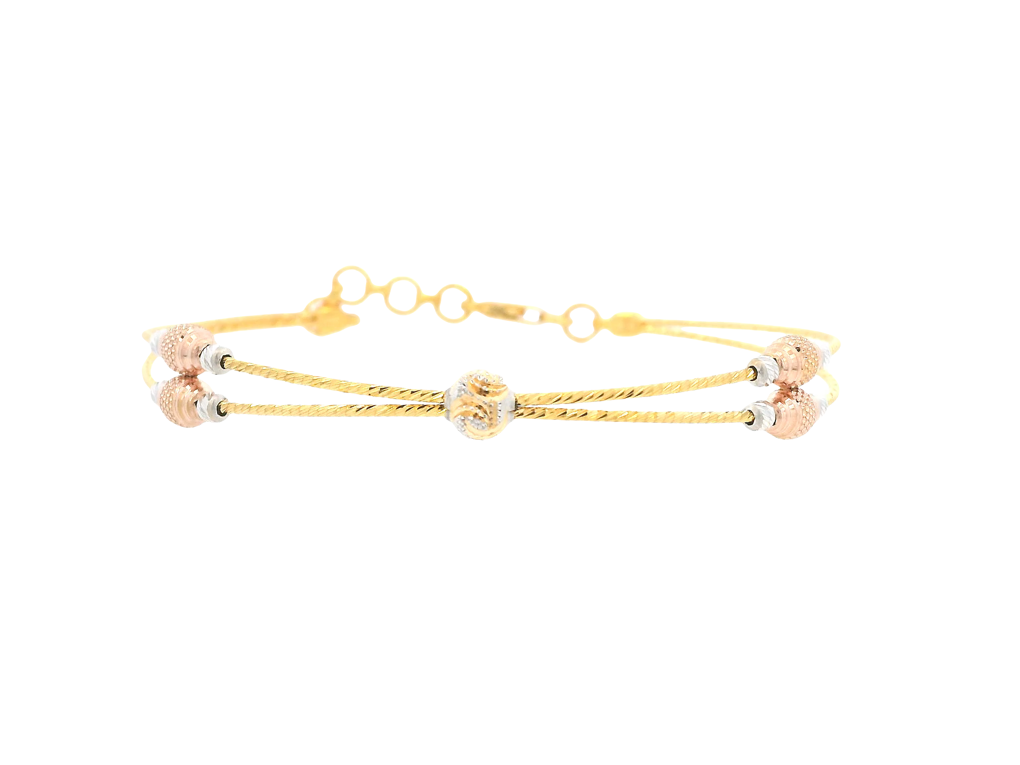 22K Tri-Color Gold Ladies Bracelet – Yellow, White &amp; Rose Gold