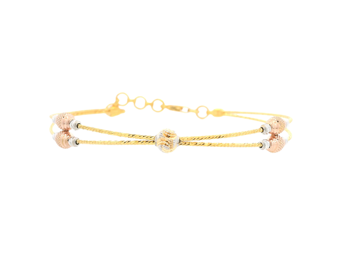 22K Tri-Color Gold Ladies Bracelet – Yellow, White &amp; Rose Gold